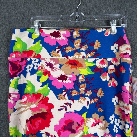 LuLaRoe Cassie Skirt Womens XL Blue Floral Print Stretch Pencil Pull On Spring - Picture 8 of 13